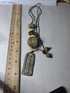 10k Gold Luck Coin Gp Hand Made Buddha Pendant Carved Brass Beads Large Beads 
