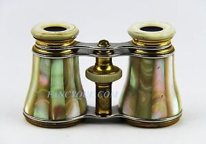 Antique French Opera Glasses With Amazing White Rainbow Mother Of Pearl 124