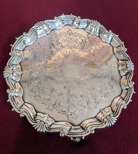 Antique Silver William Peaston Footed Salver C1746 George Ii