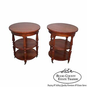 Harden Pair Of Solid Cherry 3 Tier Side Tables B 