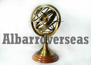 Full Brass Armilary Sphere Mini Brass Decorative Rashi Flat Base World Sphere