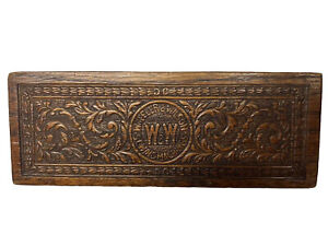 Antique Wheeler Wilson Sewing Box High Detail Carved Wooden Oak
