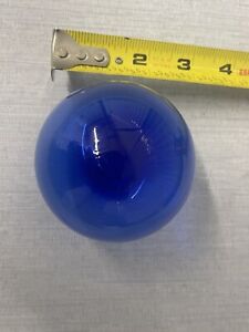 Vintage Blue Japanese Hand Blown Glass Fishing Net Float Ball Globe Buoy 3 