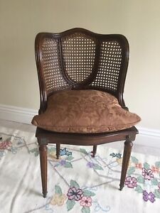 Antique French Caned Bergere Wicker Chair From Priscilla Presley Estate Sale