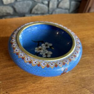Vintage Chinese Brush Washer Cloisonn Enamel Brass Pot Bowl 6 