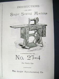 Singer Treadle Sewing Machine Manual For Model 27 4 1905 Others Free Shipping 