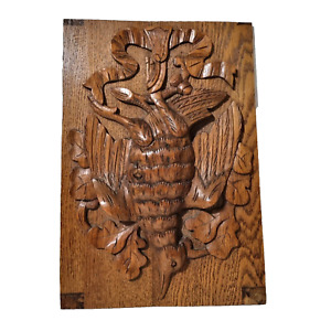 Hunting Trophy Bird Wood Carving Panel 16 5 Antique French Architectural Salvage