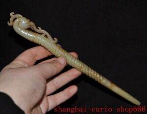 8 Hetian Jade Carved Ancient Dragon Beast Court Hair Ornament Hairpin Hair Clasp