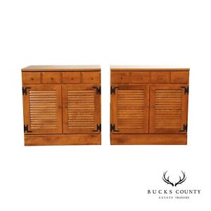 Ethan Allen Baumritter Pair Solid Maple Cabinets
