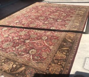 Agra Oriental Rug Handmade Red Allover Mahal Pattern 9 9 X 14 2 Just Cleaned