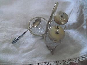 Vintage Silver Plated Holder Sugar And Spoon Salt Marked Mappin 