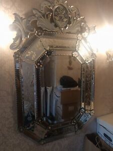 Vintage Gorgeous Large Venetian Etched Mirror