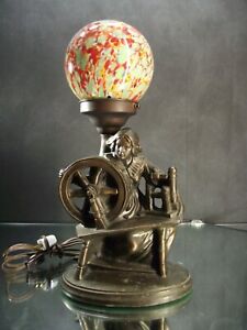 Antique Greist Art Deco Lamp With Rare Czech End Of Day Shade