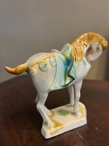 Vtg Chinese Tang Dynasty Style Imperial Sancai Tri Glaze War Horse Figurine