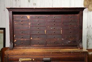 Vintage Apothecary Cabinet Wood Drawer Antique Tool Box Chest Jewelry Organizer