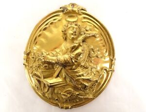 Plate Medallion Brass Sainte Catherine Alexandria Crown Sceptre Xvii