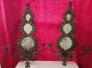 Vintage Venetian Mirrors With Candle Stands