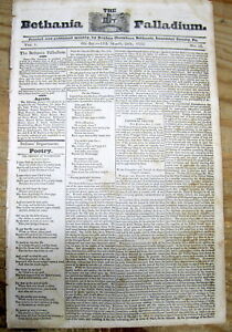Rare1832 Pro Native American Indian Newspaper Bethania Lancaster Co Pennsylvania