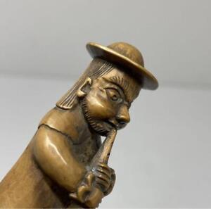 Netsuke Wood Carving Piper People 2 9 Inch Japanese Inro Ojime