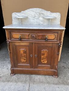 Victorian Walnut Marble Top Washstand
