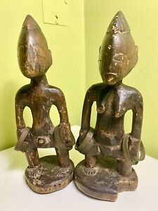 Vintage Yoruba Ibeji Twin Figures Pair Nigeria Early 20thc