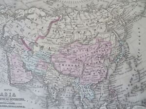 Asia China Japan Mongolia Tibet India Korea Persia Arabia 1873 Mitchell Hc Map
