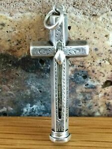 Superb Rare Circa 1850 Miniature Novelty Silver Crucifix By Sampson Mordan