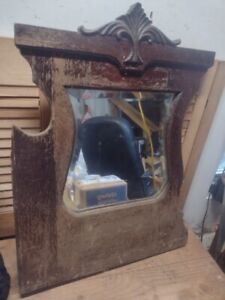 Antique Wood Project Mirror Beveled Glass Wall Dresser Buffet Victorian