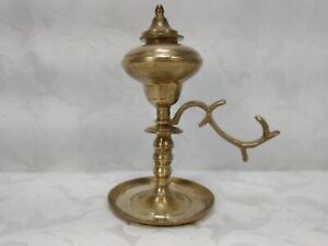 Vintage Brass Whale Oil Lamp Chamberstick Finger Handle Base