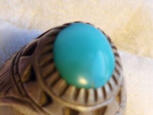 Lovely Magical Antique Middle Eastern Silver Ring 8 Nishapur Turquoise