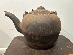 Rare Antique Abbott Noble Cast Iron Tea Kettle Pot Teapot Stove Lidded Pa Cn