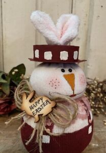 Handmade Folk Art Easter Rabbit Bunny Primitive Spring Boy Doll Ooak