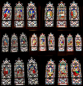 Set Of 17 Gothic Revival Church Stained Glass Windows 24 X 65 Life Of Christ