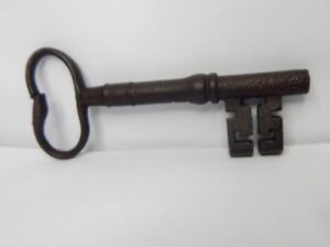 19c Victorian 5 Inch Bridge Ward Lock Key Wire Bow Original V3