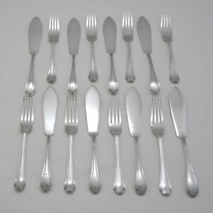 St Catherine Design Mappin Webb Silver Service Cutlery Eight Pairs Fish Eaters
