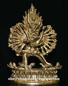 Tibetan Buddhism Bronze Gilt 1000 Arms Buddha Yamantaka Yama Dharmaraja Statue