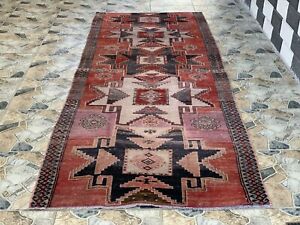 Vintage Turkish Rug Tribal Handmade Wool Farmhouse Antique Carpet 3 X 9 Ft