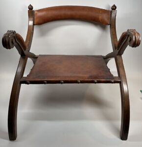 Antique Prayer Chair Kneeler 1890 S Baroque Style Walnut Brass Tacks Leather