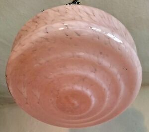 Art Deco Pink White Glass Flycatcher Plaffonier Light Bowl Lamp Shade
