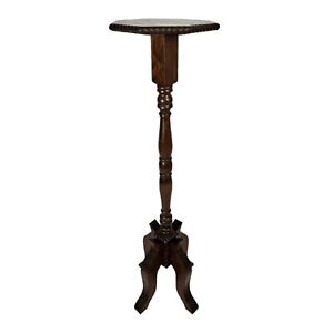 Vintage Pedestal Display Table Hall Plant Fern Stand Solid Wood Victorian
