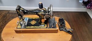 Antique Vtg 1919 Singer Model 128 La Vencedora Sewing Machine Case With Parts