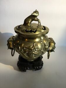 Wonderful Unusual Antique Chinese Bronze Incense Burner Censor Dragon Pattern