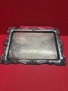 Vintage Oneida Silverplated Handled Ornate Serving Butlers Tray 14 X 10 Beau