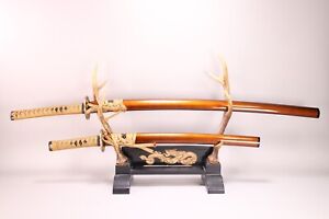 Vintage Japanese Imitation Samurai Sword Lacquer Scabbard Gold Dragon Tsuba