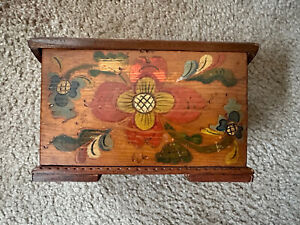 Vintage Norwegian Hand Decorated Dome Top Miniature Trunk
