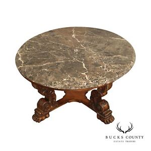 Henredon Amalfi Breccia Round Marble Top Cocktail Or Coffee Table