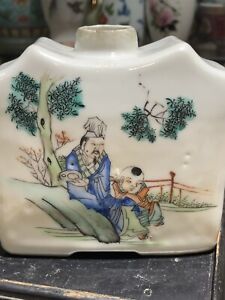 Chinese Antique Hand Painted Porcelain Tea Caddy And Character Pictures