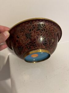 Rare Vintage Chinese Cloisonne Jingfa 7 Bowl Floral Brass