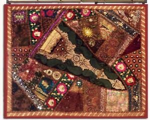 35 Copper Handcrafted Sari Home D Cor Beaded Art Wall Hanging Tapestry Throw