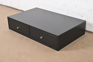 Paul Mccobb For Directional Black Lacquered Two Drawer Jewelry Chest Refinished